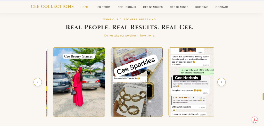 Cee Collections Whatsapp Customer Testimonials